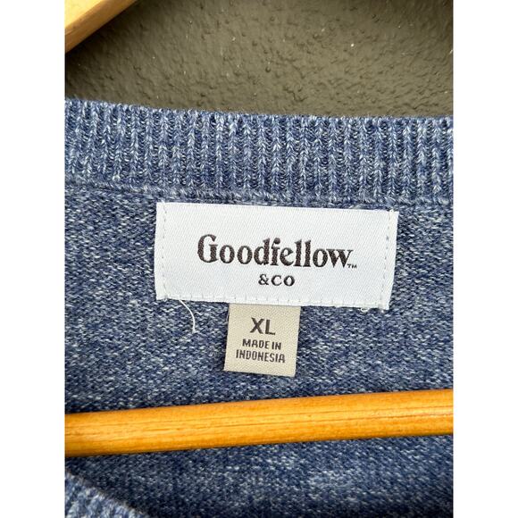 Goodfellow & Co Men’s XL Cotton Blue White Stripe Long Sleeve Pullover Sweater - Picture 4 of 6